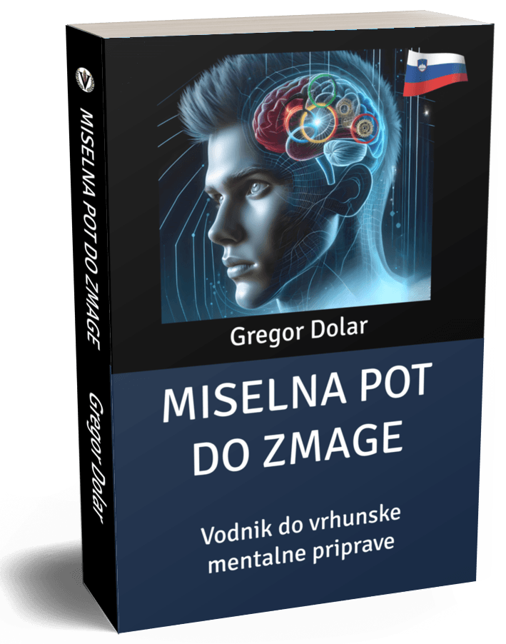 Miselna pot do zmage – naslovnica knjige (mehka vezava, 3D prikaz)